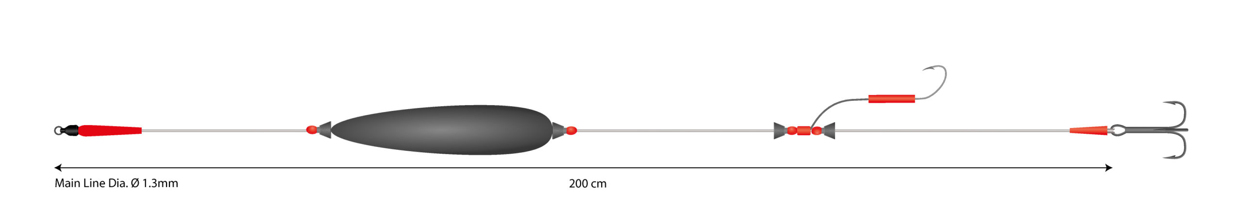 Mikado – ZESTAW – SUMOWY – SET III – BIG BAIT READY RIG 10g/200cm/100kg – kotwica: 2/0 hak nr 4/0 – op.1szt.