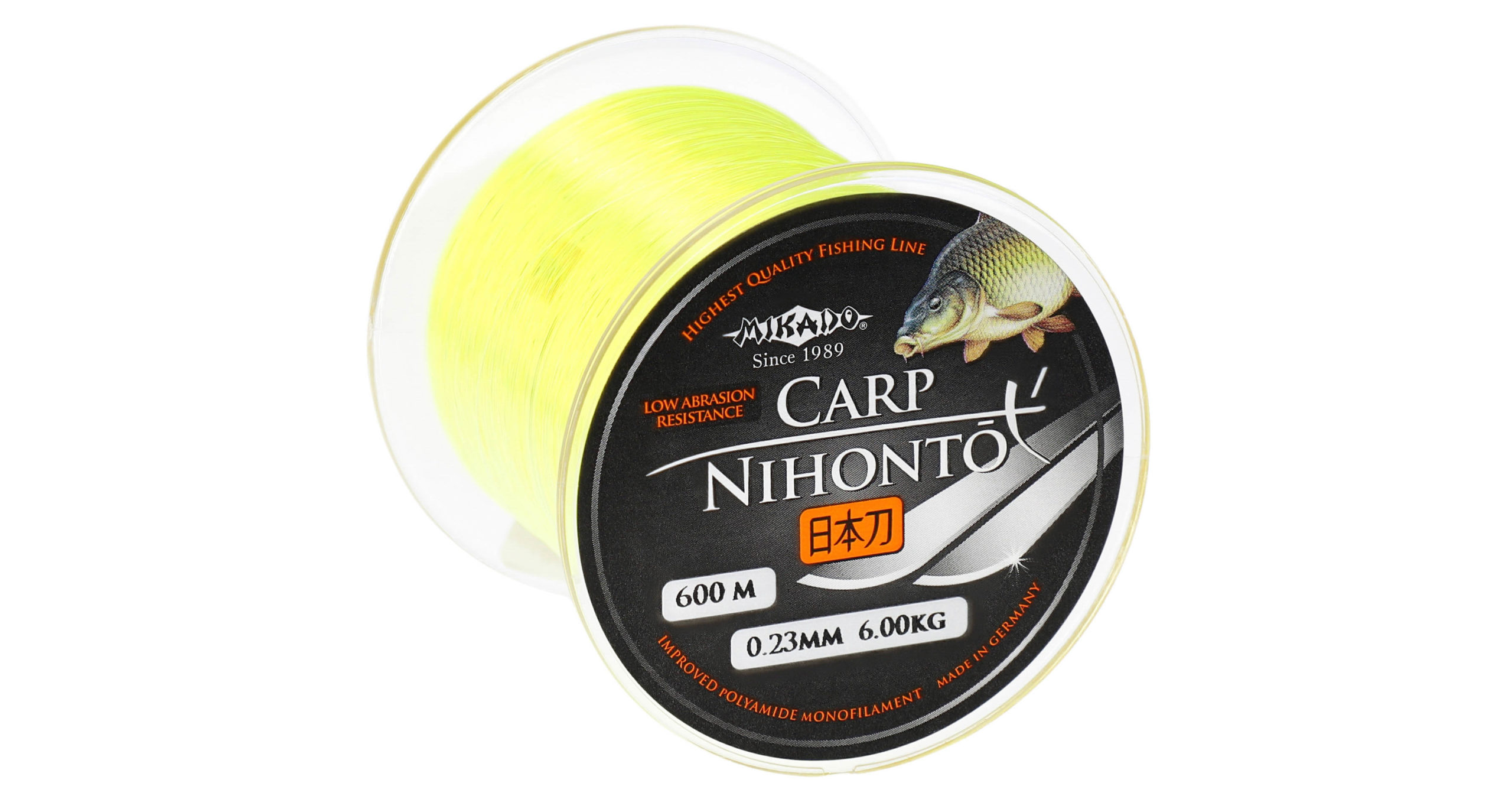 Mikado-ZYLKA-NIHONTO-CARP-0.23mm6.00kg600m-FLUO-ZOLTA-op.1szp-scaled