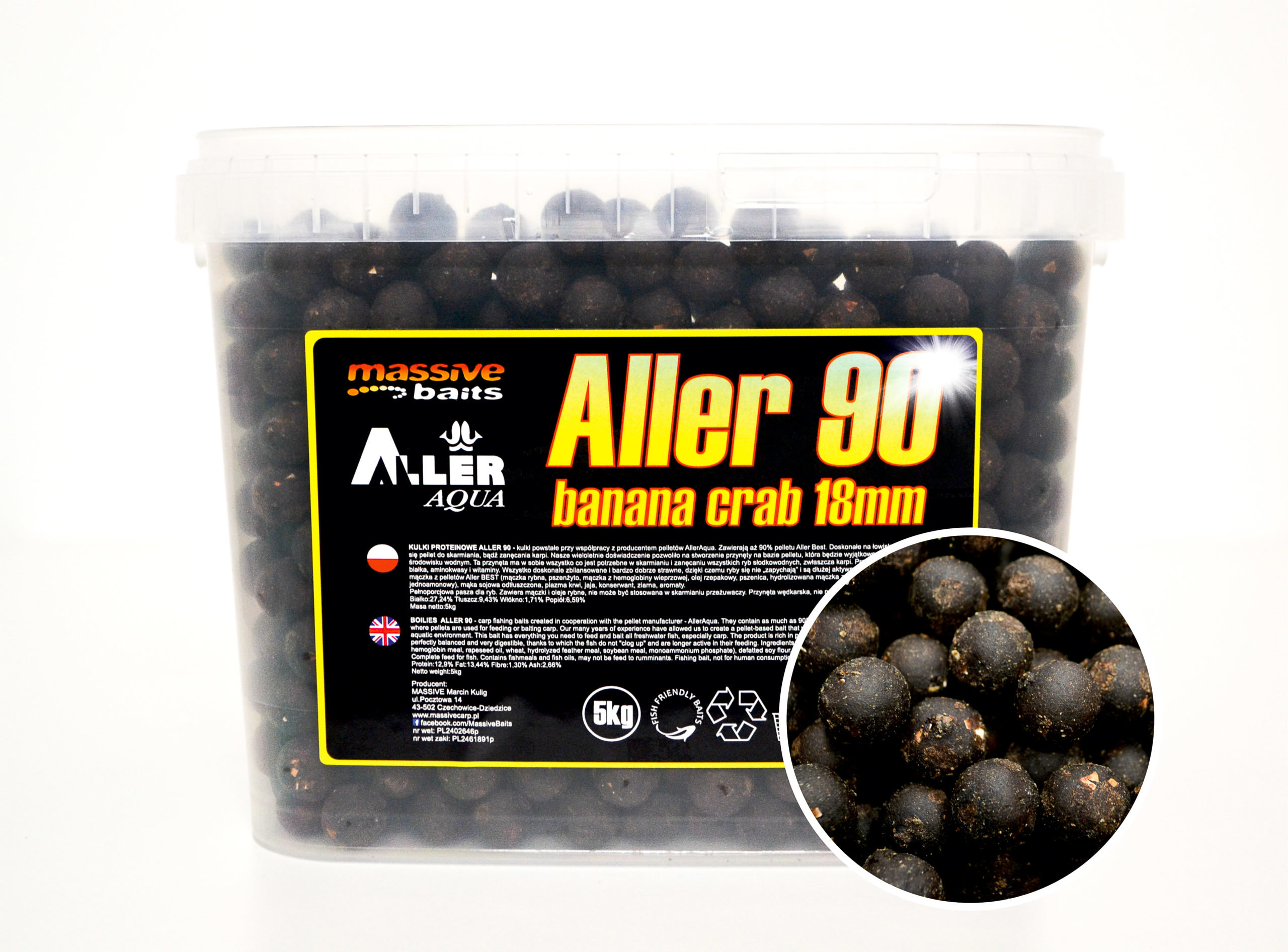 Massive Baits – Aller 90 BANANA CRAB 18mm – 5KG Wiaderko