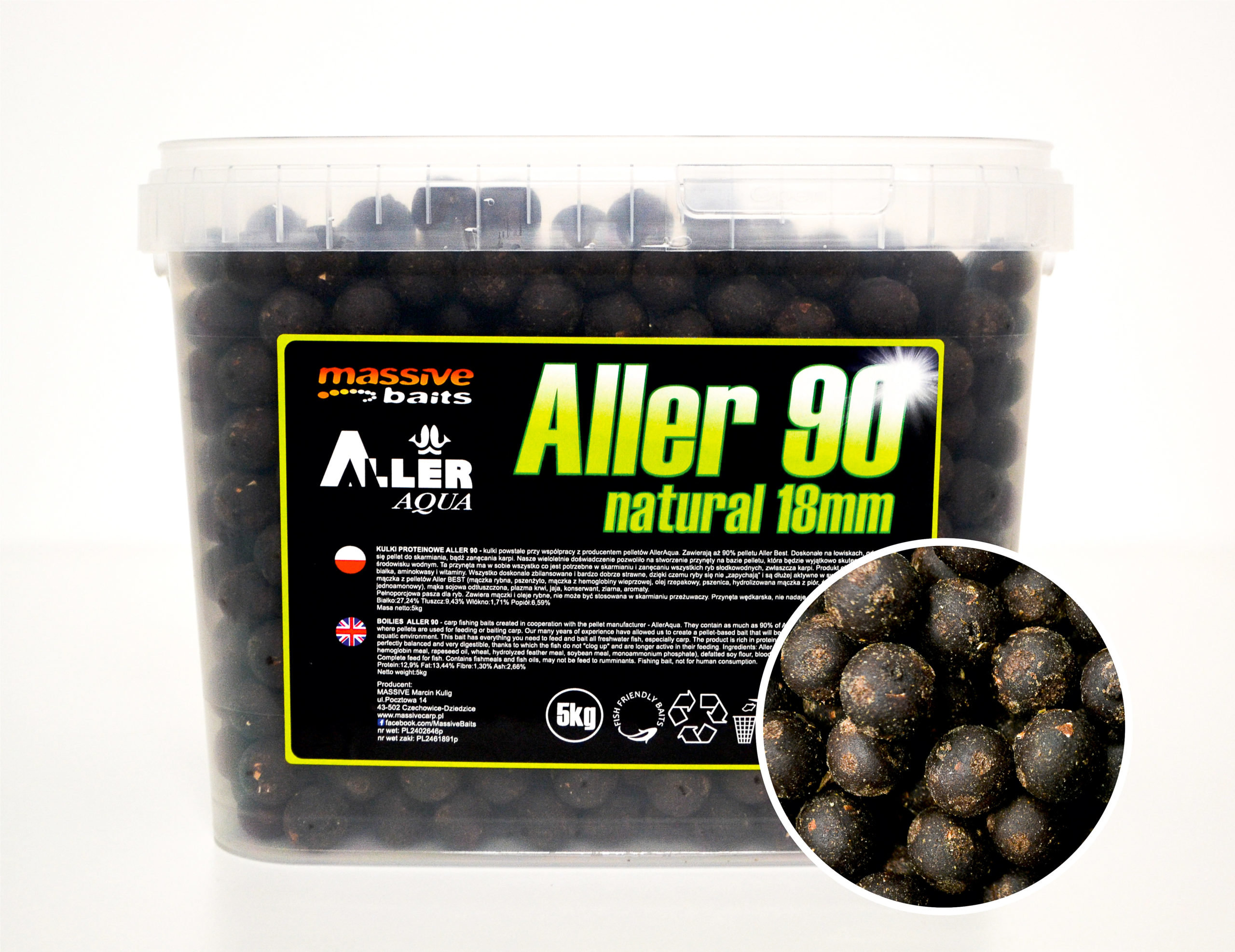 Massive Baits – Aller 90 NATURAL 24mm – 5KG Wiaderko