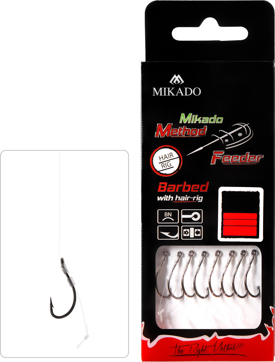 Mikado – PRZYPON MF – Z WŁOSEM – hak z zadziorem nr 10 / żyłka: 0.23mm/10cm – op.8szt.