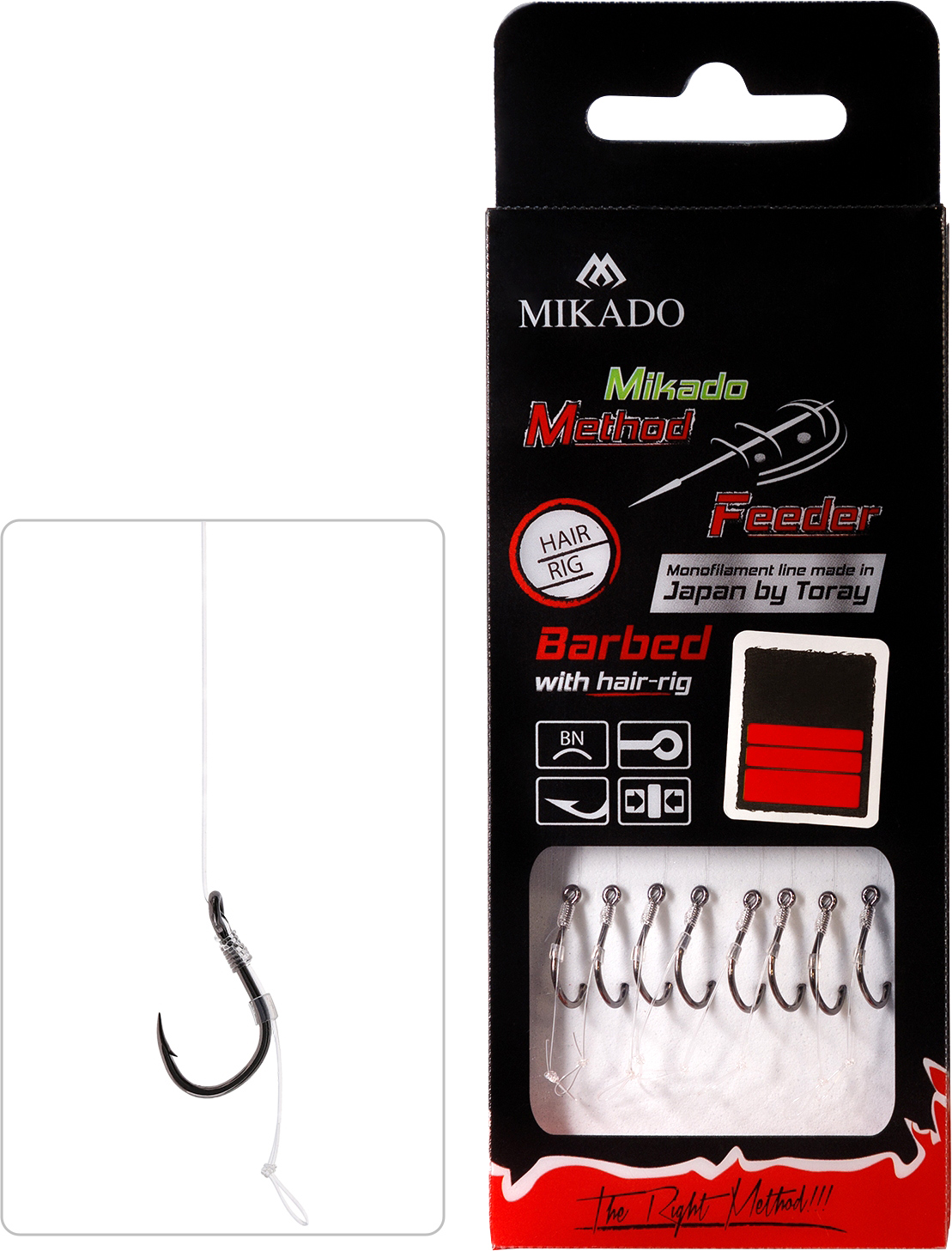 Mikado – PRZYPON MF – Z WŁOSEM – hak z zadziorem nr 12 / żyłka: 0.23mm/10cm – op.8szt.