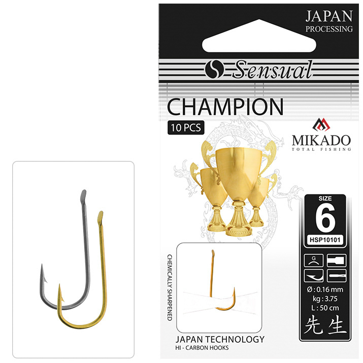 Mikado – PRZYPONY WIĄZANE – SENSUAL – CHAMPION nr 6 G / żyłka: 0.18mm/70cm – op.10szt.