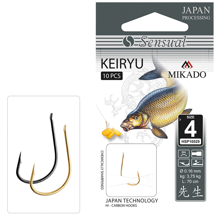 Mikado – PRZYPONY WIĄZANE – SENSUAL – KEIRYU nr 10 BN / żyłka: 0.12mm/70cm – op.10szt.